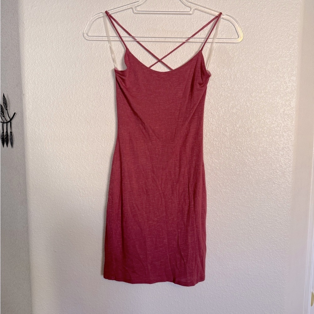Mauve Pink Spaghetti Strap Open Back Dress Size Small